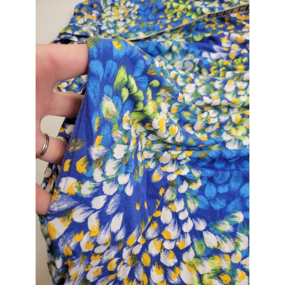 Vtg Carol Hochman Sleepwear Nightgown Blue Yellow Floral Slinky Women's Size P1X - Picture 9 of 11